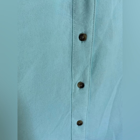 Felina XL Button Front Top Collared Short Sleeve Lace Detail Shirt AQUA - Picture 6 of 10
